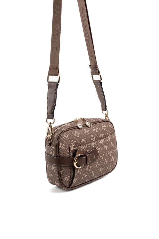 Silver Polo SP1256 Kadın Çapraz Çanta Monogram Kahve-Kahve