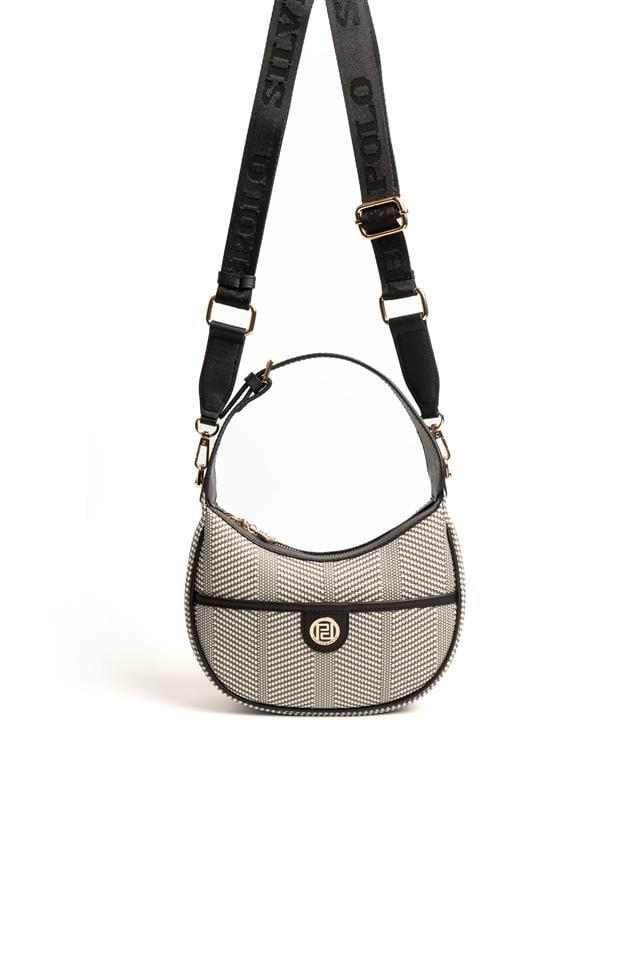 Silver & Polo SP1194 Kadın Omuz Çantası Hasır Siyah Beyaz-Siyah