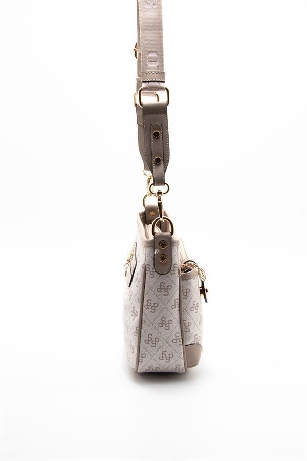 Silver & Polo SP1160 Kadın Çapraz Çanta Monogram Bej-Kum