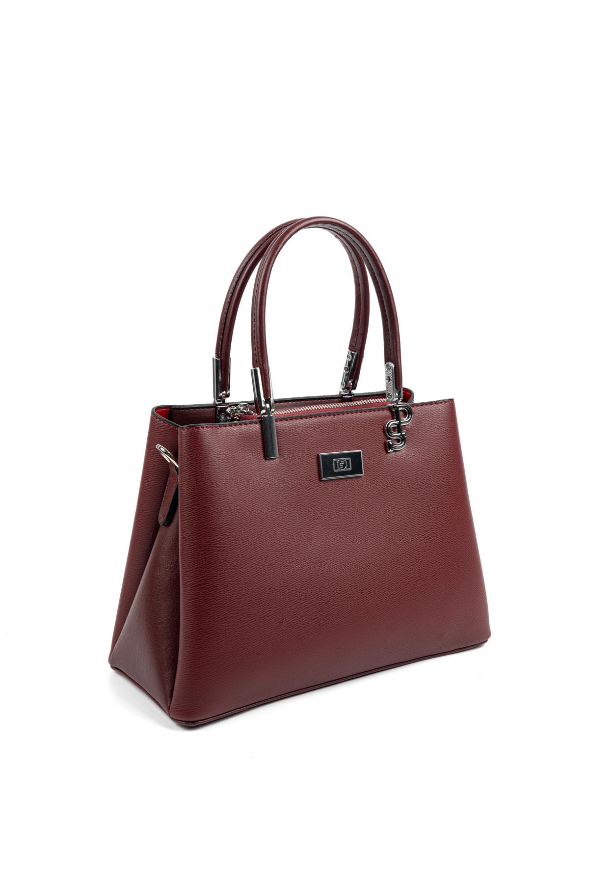Silver Polo Bordo - Bordo Düz Kadın El Çantası SP1098
