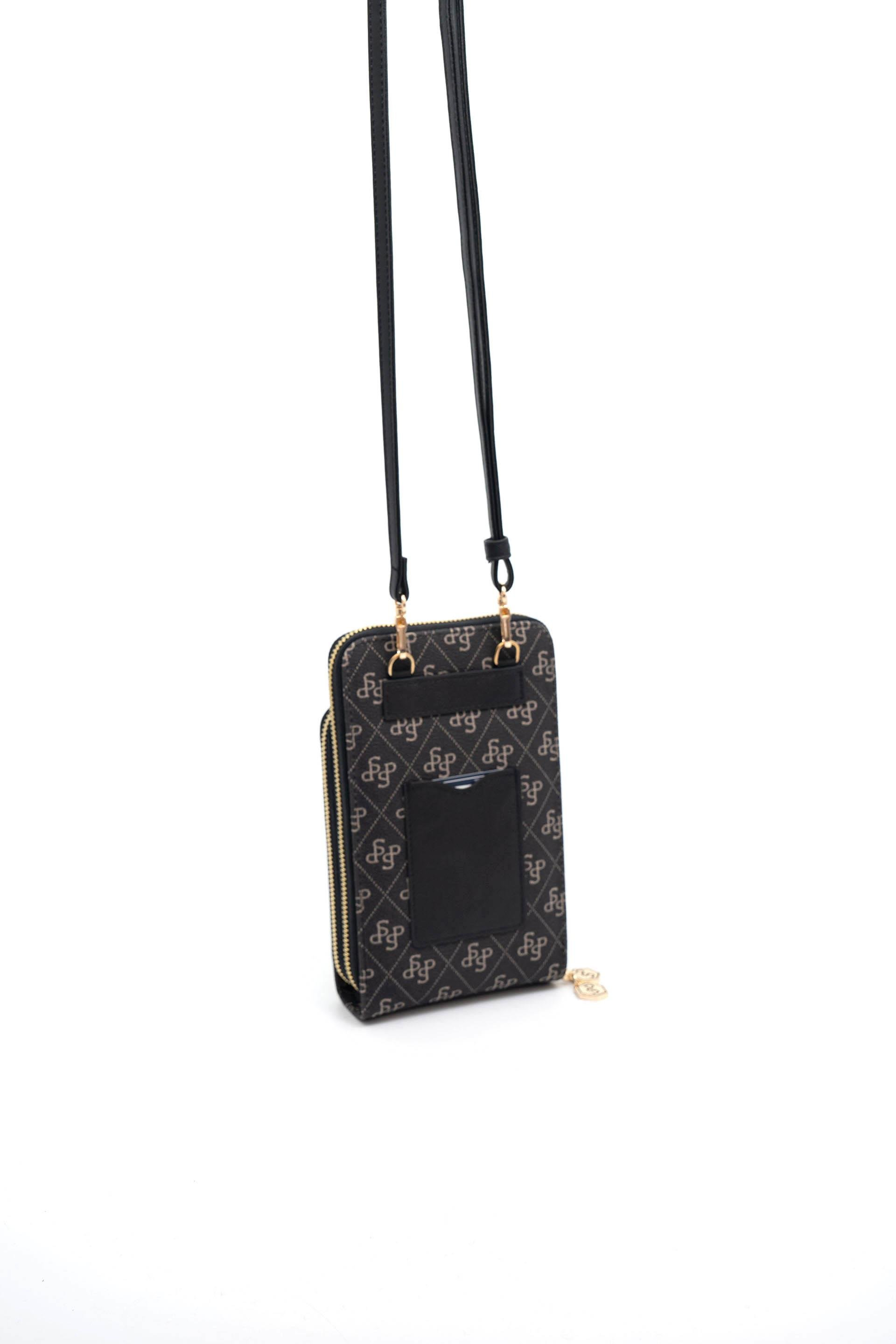 Silver & Polo SP1011 Kadın Telefon Çantası Monogram Füme-Siyah