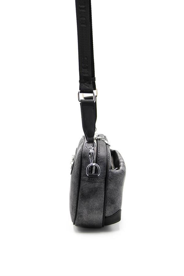 Silver Polo M.Gümüş - Siyah Petek Kadın Çapraz Çanta SP1094