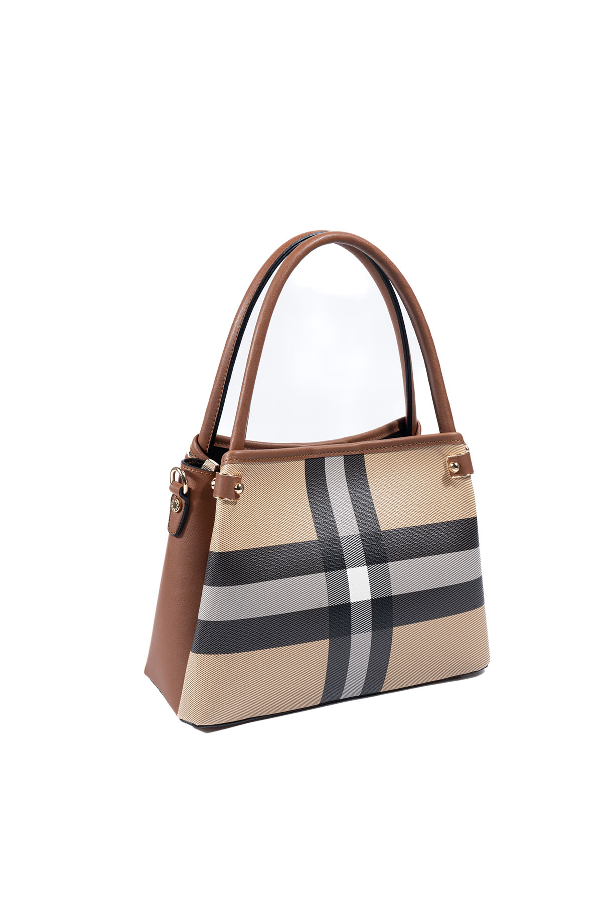 Silver & Polo SP1254 Kadın El Çantası Ekose Bej-Taba