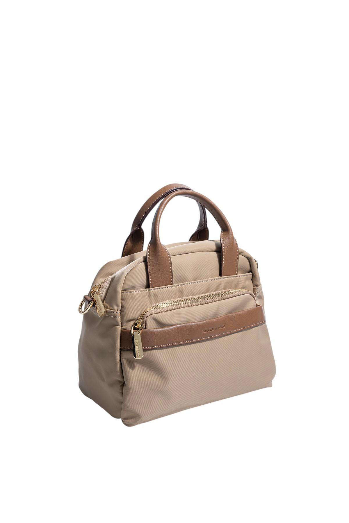 Silver Polo Vizon - Camel Saten Kadın El Çantası SP1216