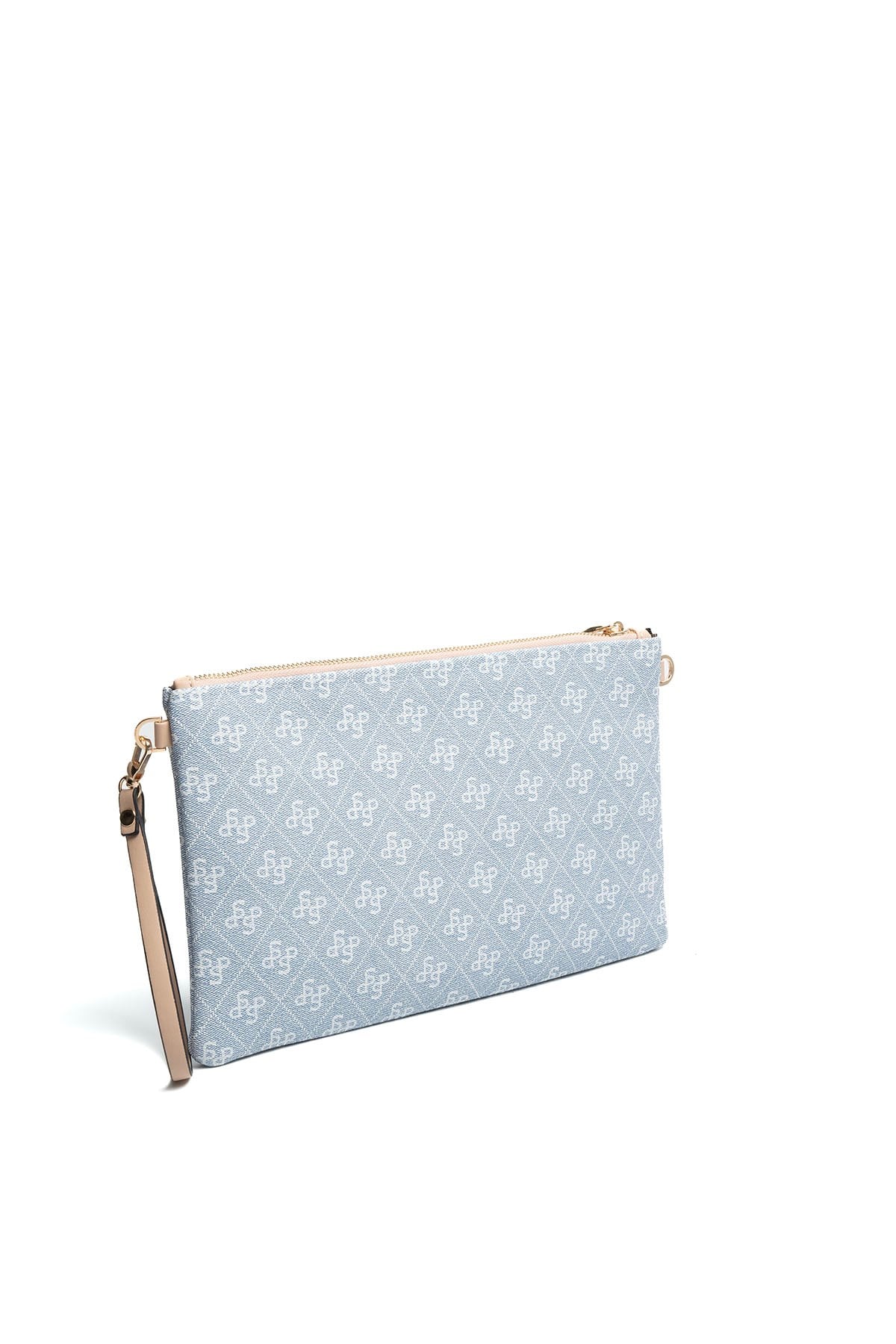 Silver Polo Mavi - Ten Monogram Kadın Portföy ve Clutch El Çantası SP1034