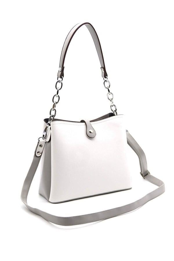 Silver & Polo SP974 Kadın Omuz Çantası Düz Beyaz-A.Gri