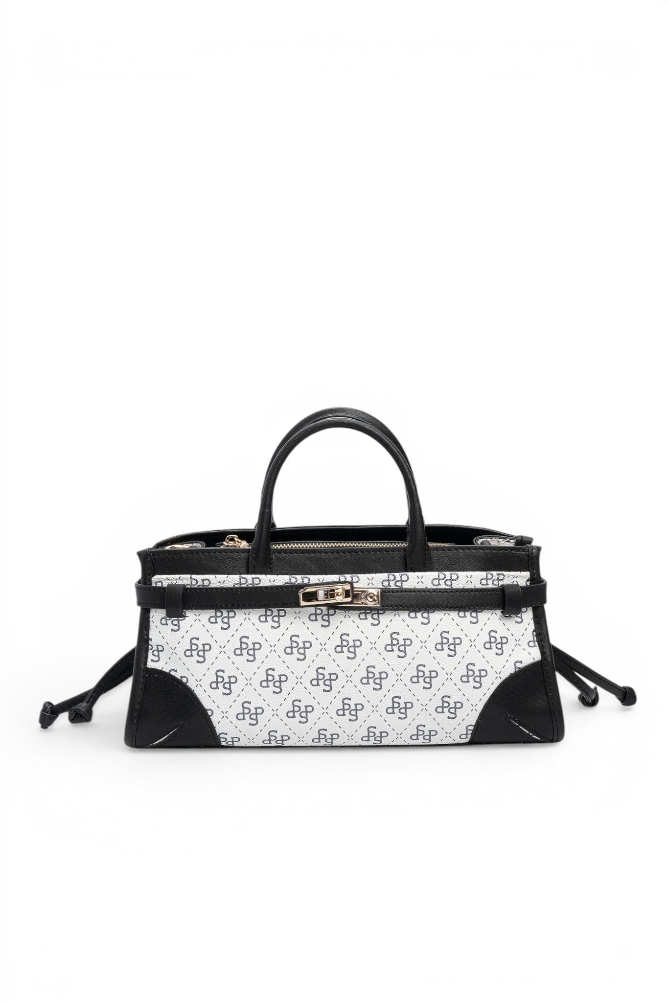 Silver Polo Beyaz - Siyah Monogram Kadın El Çantası SP1260