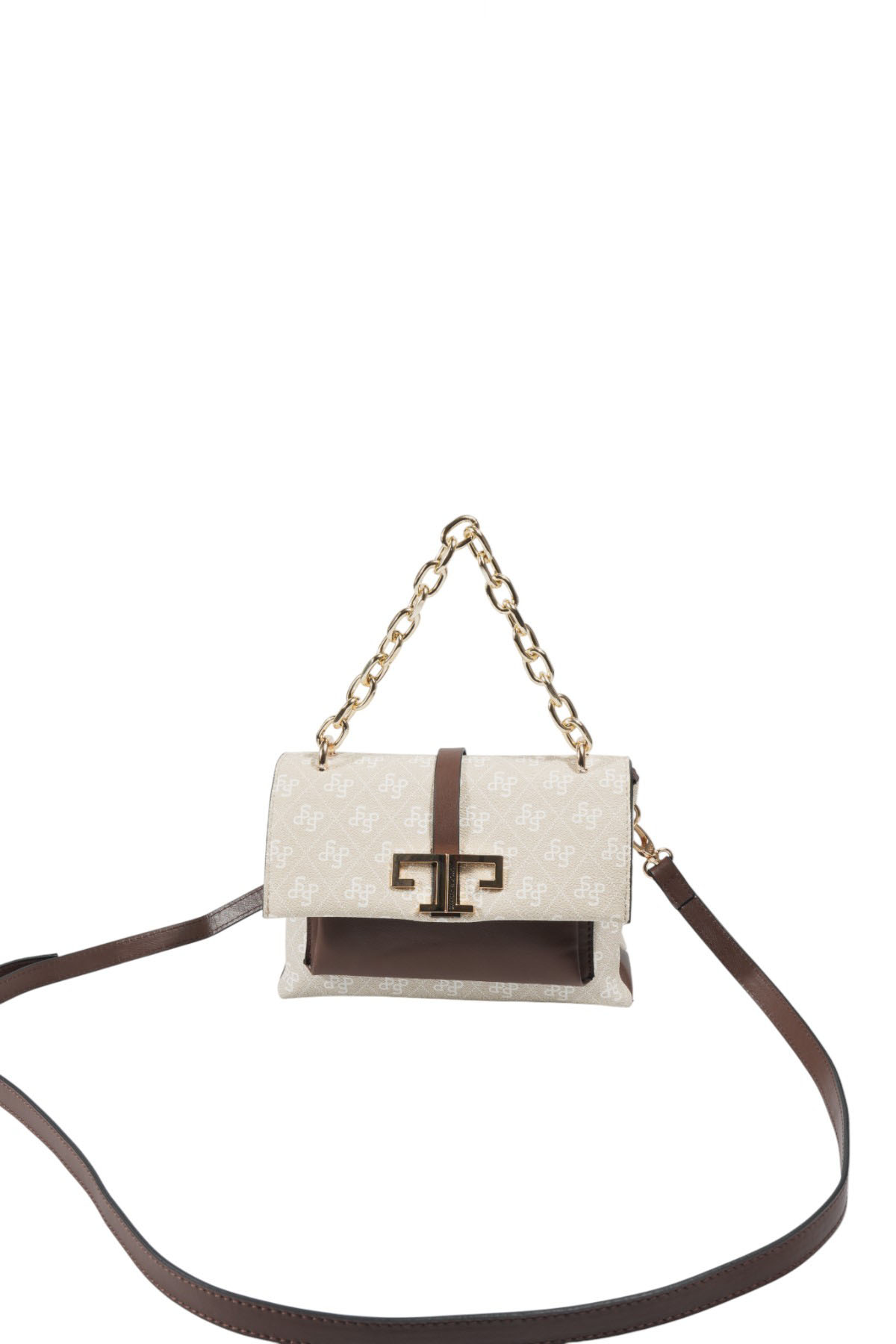 Silver Polo SP1148 Kadın Çapraz Çanta Monogram Taş-Kahve