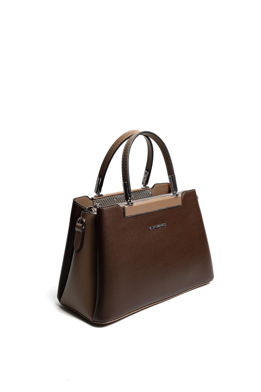 Silver & Polo SP913 Kadın El Çantası Düz Kahve-Vizon