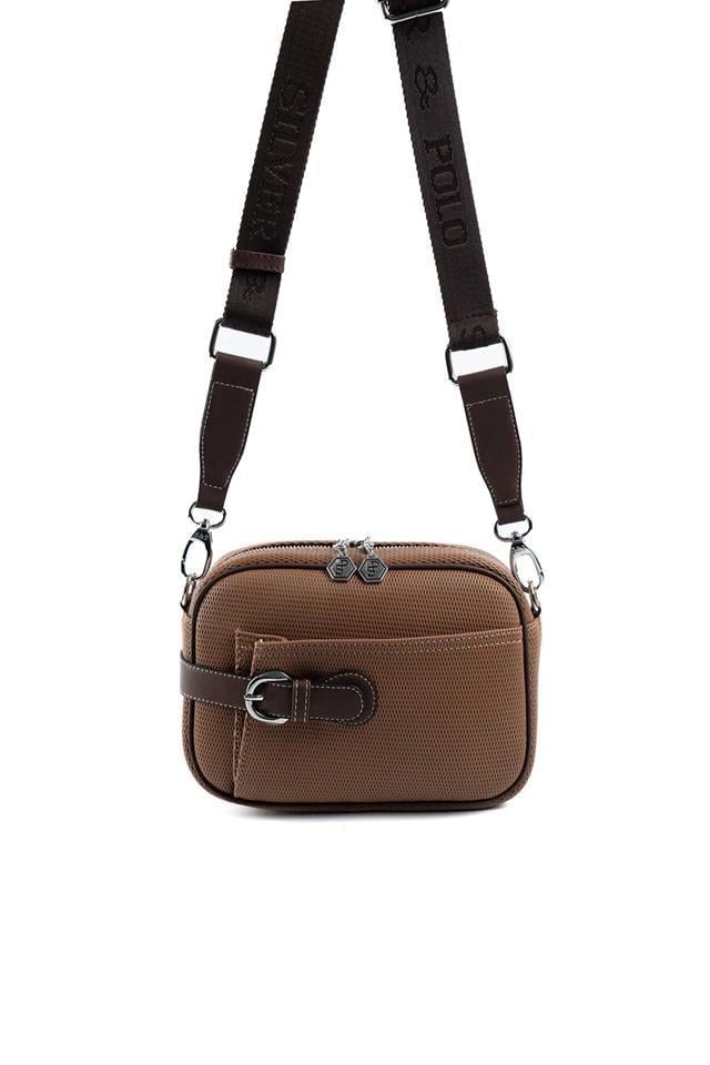 Silver Polo Karamel - Kahve Petek Kadın Çapraz Çanta SP1256