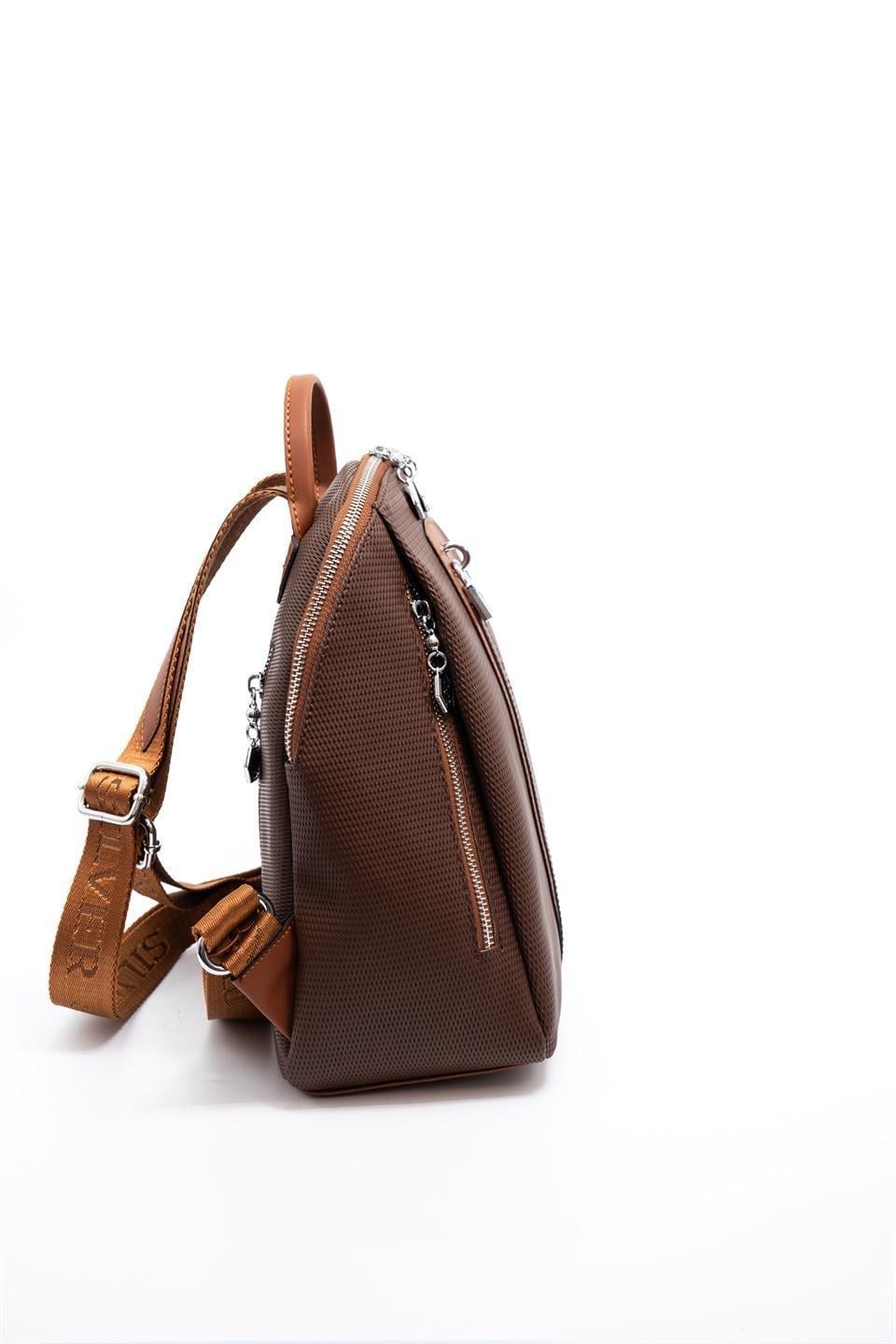 Silver Polo Kahve - Taba Petek Kadın Sırt Çantası SP1123