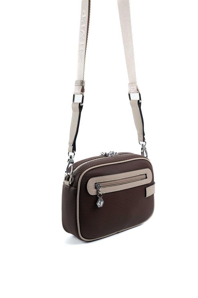 Silver Polo Kahve - Vizon Petek Kadın Çapraz Çanta SP1256
