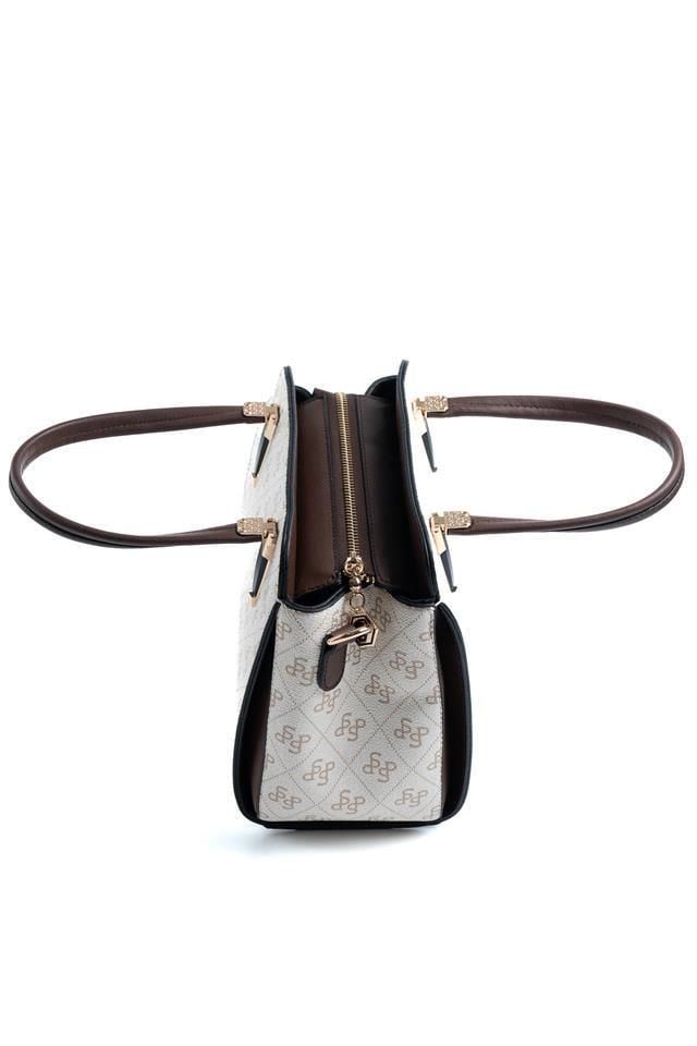 Silver Polo Bej - Kahve Monogram Kadın El Çantası SP1136