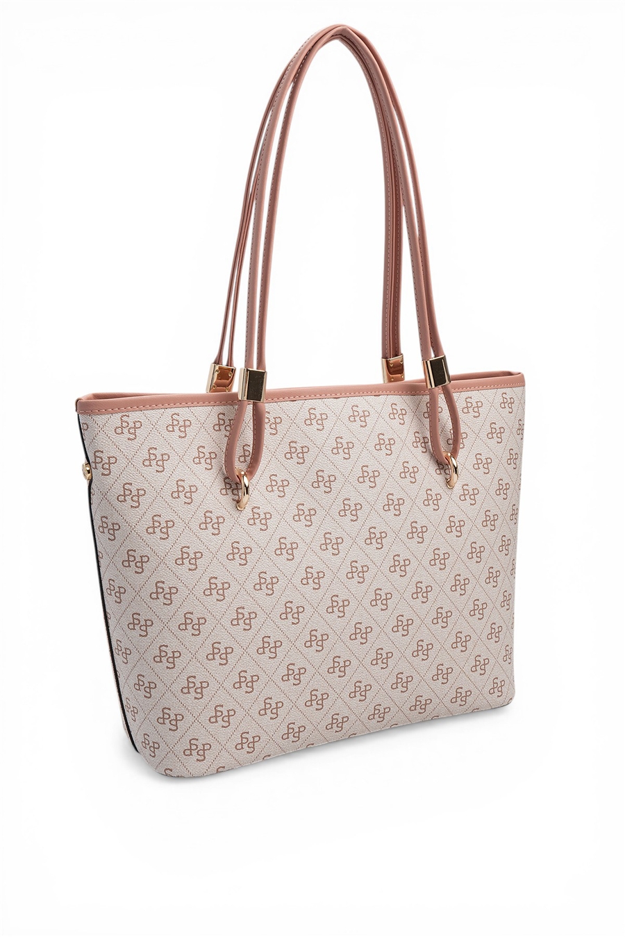Silver Polo Pembe - Somon Monogram Kadın Omuz Çantası SP1282