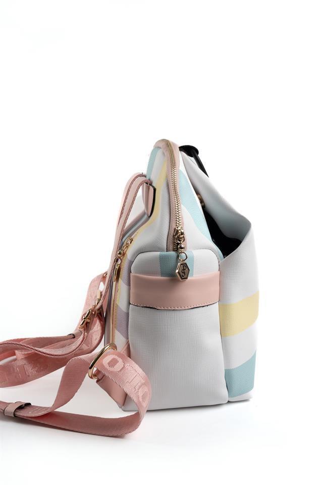 Silver & Polo SP771 Kadın Sırt Çantası Ekose Lila-Pembe