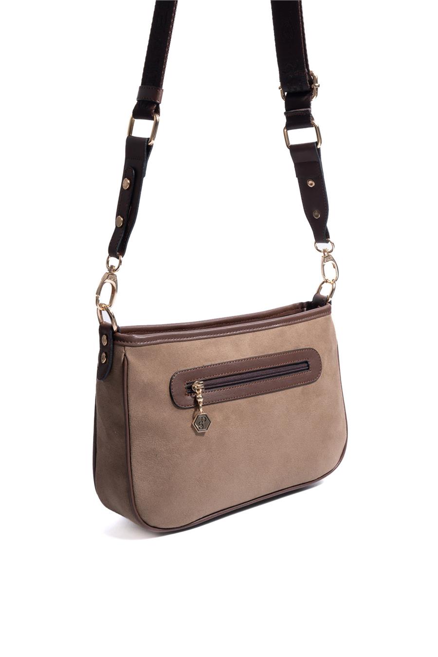 Silver & Polo SP1160 Kadın Çapraz Çanta Süet Vizon-Kahve
