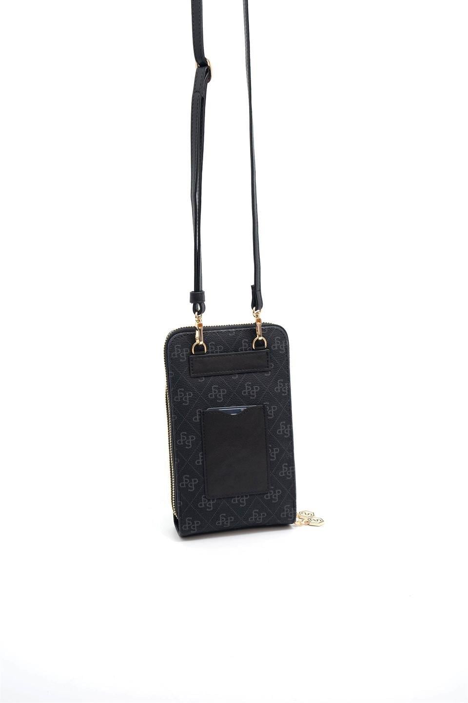Silver & Polo SP1011 Kadın Telefon Çantası Monogram Siyah
