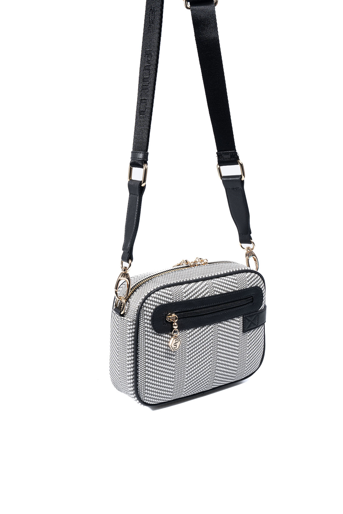 Silver & Polo SP1256 Kadın Çapraz Çanta Hasır Siyah Beyaz-Siyah