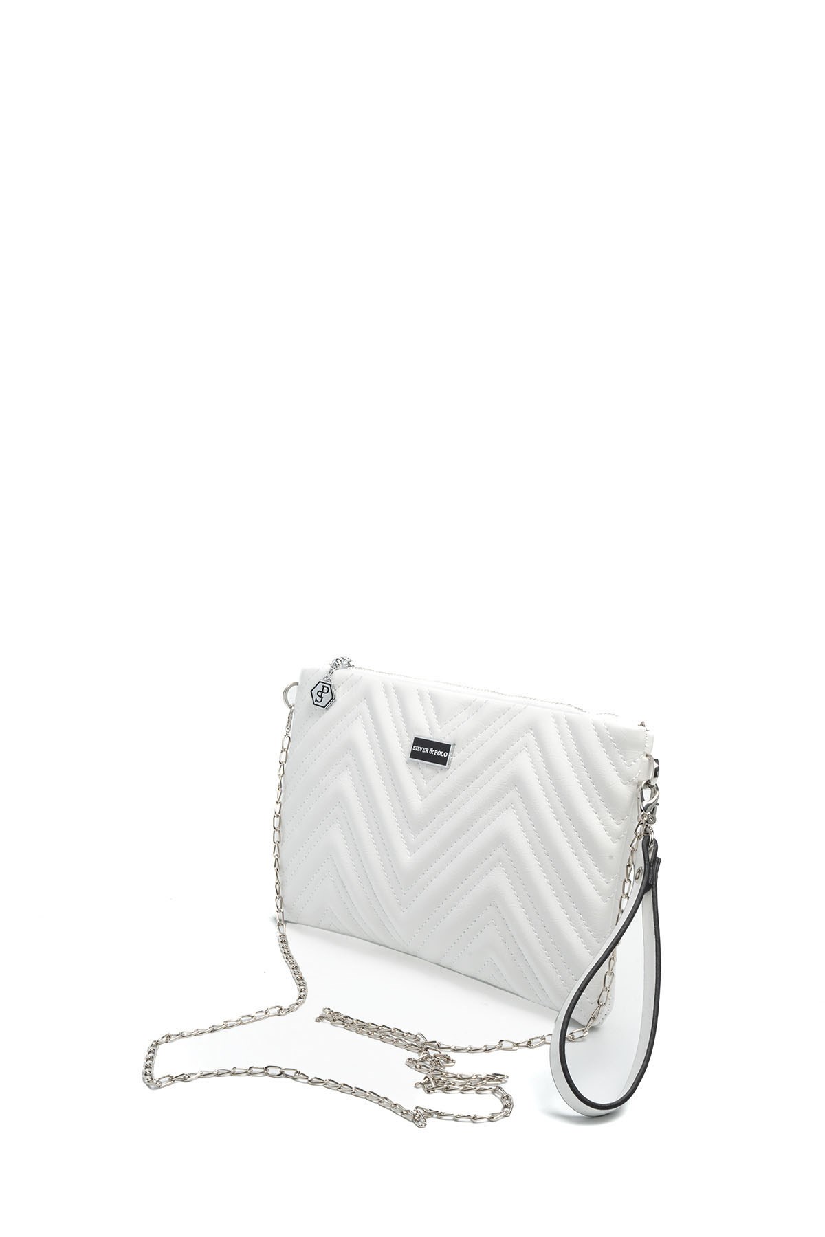 Silver Polo Beyaz - Beyaz Kapitone V Kadın Portföy ve Clutch El Çantası SP1250