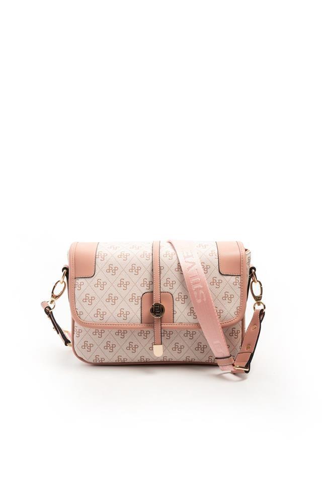 Silver Polo Pembe - Somon Monogram Kadın Çapraz Çanta SP1182