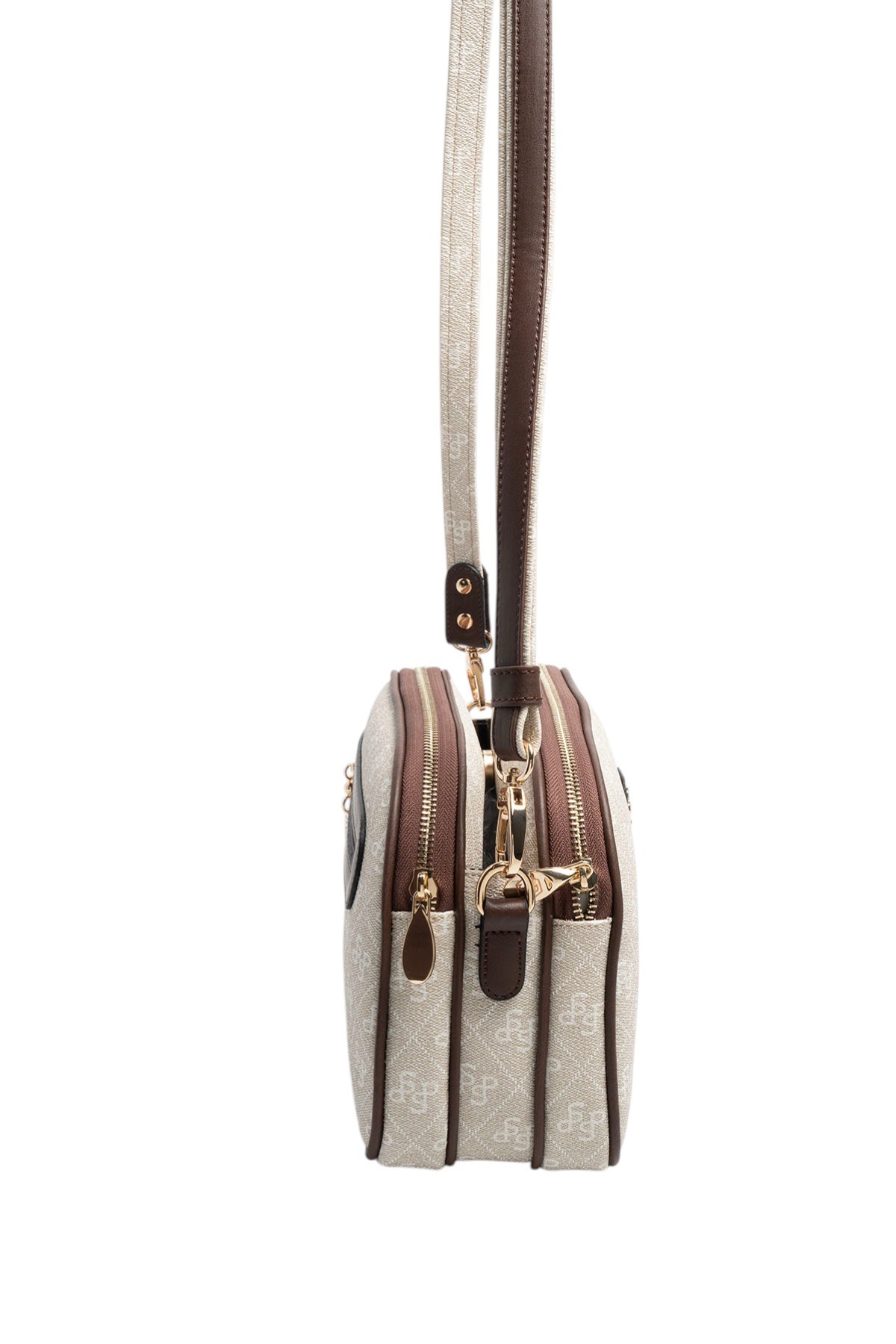 Silver Polo Taş - Kahve Monogram Kadın Çapraz Çanta SP745