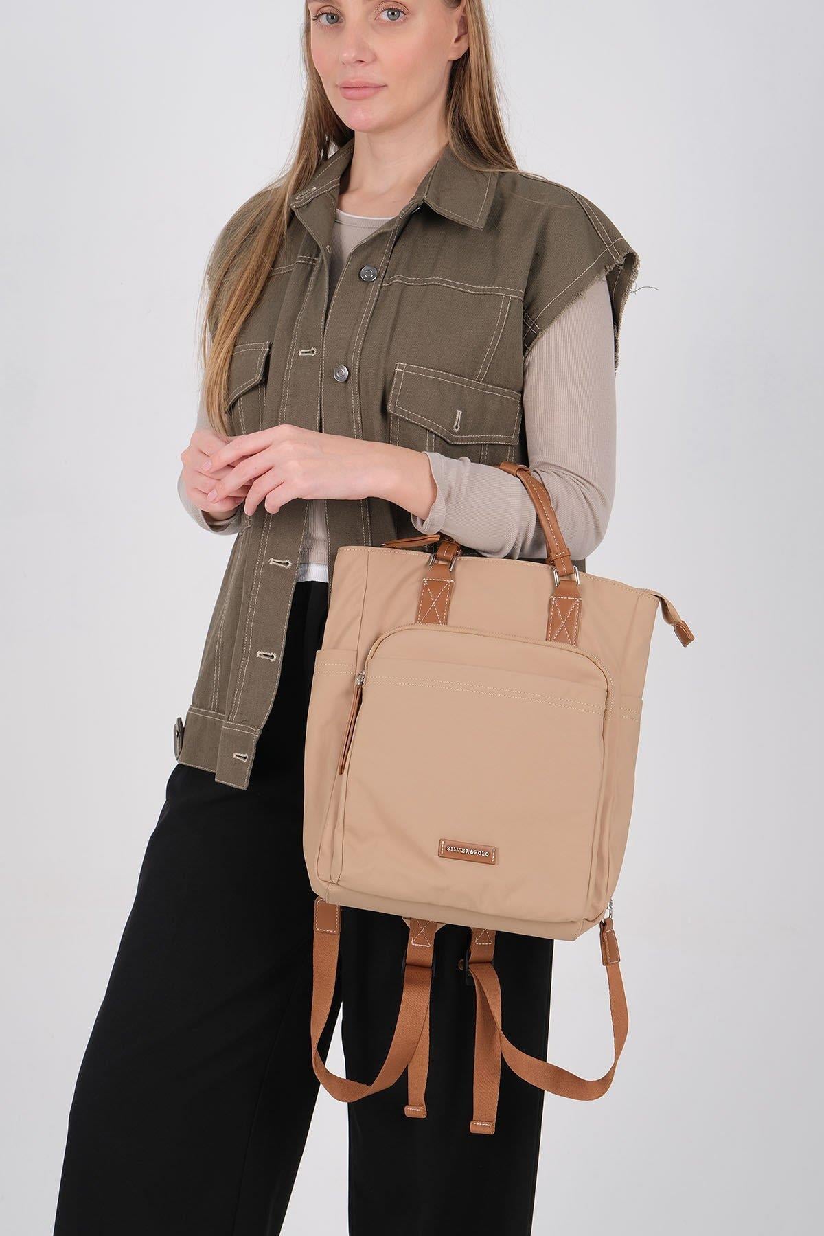 Silver & Polo SP1226 Kadın El Çantası Saten Nut-Taba