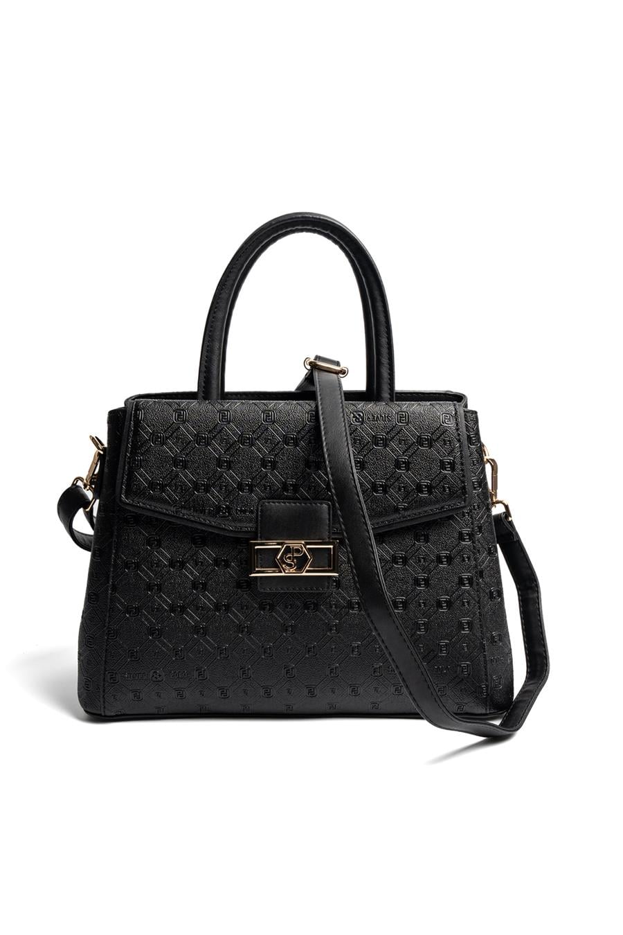 Silver & Polo SP1264 Kadın El Çantası Logolu Siyah-Siyah