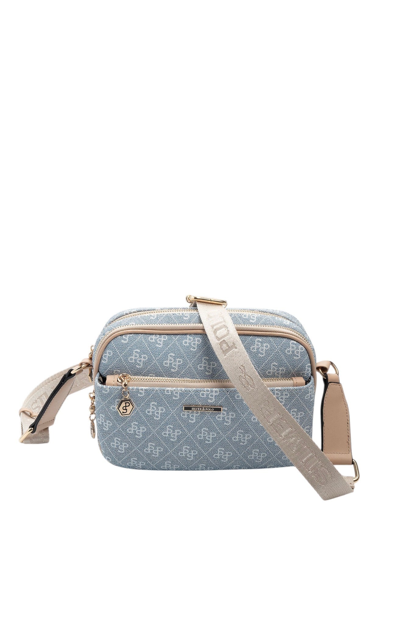 Silver Polo Mavi - Ten Monogram Kadın Çapraz Çanta SP1162