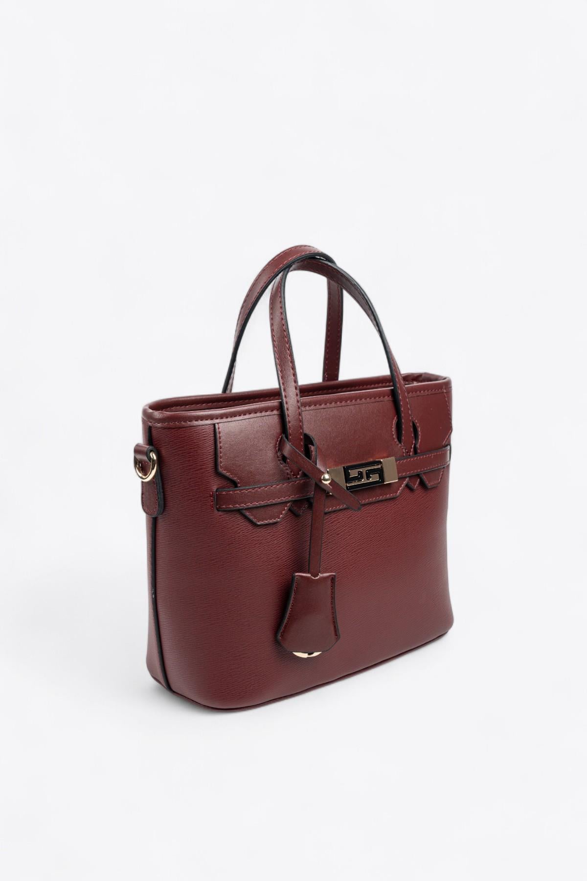 Silver Polo SP1185 Kadın El Çantası Düz Bordo-Bordo