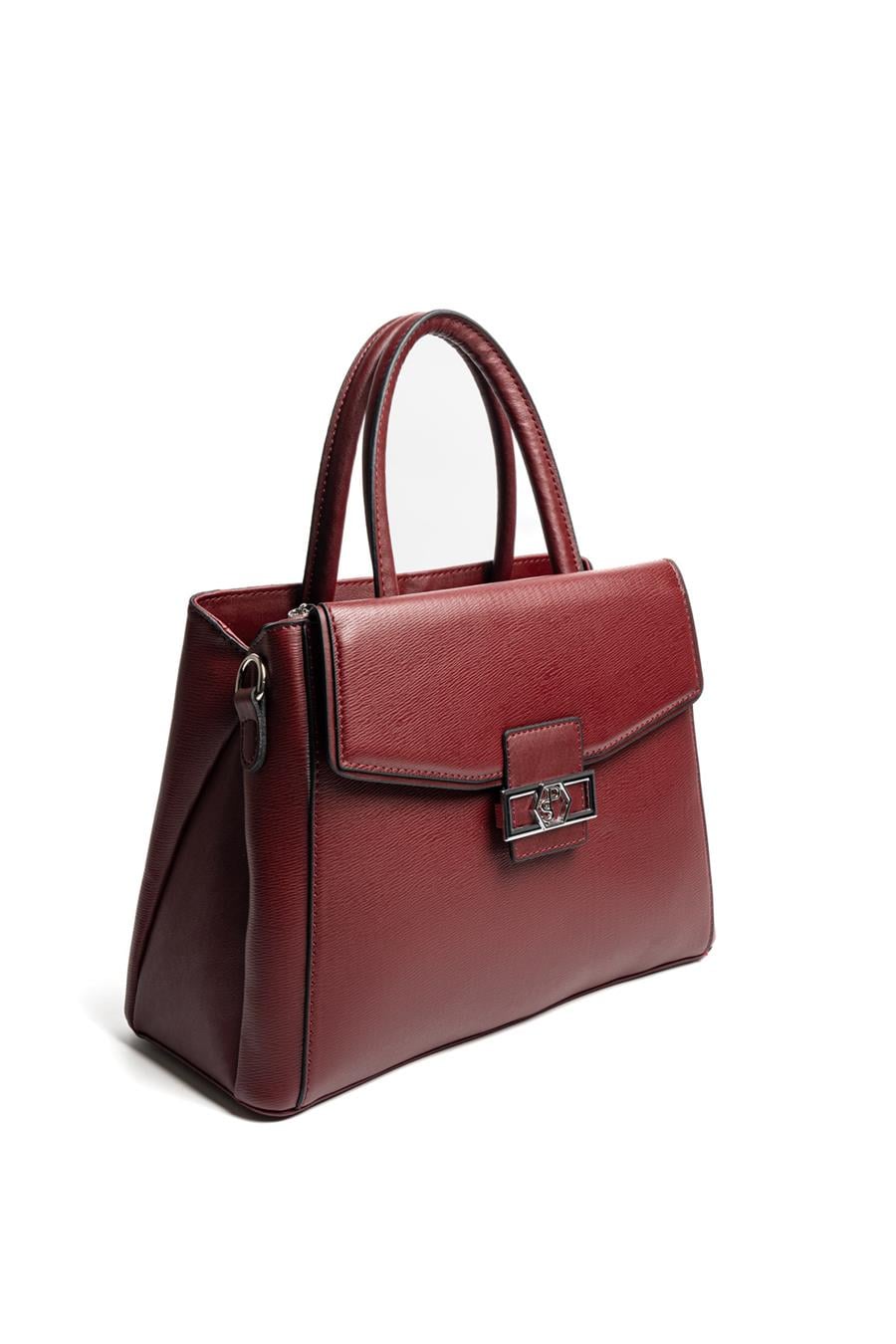 Silver & Polo SP1264 Kadın El Çantası Düz Bordo-Bordo