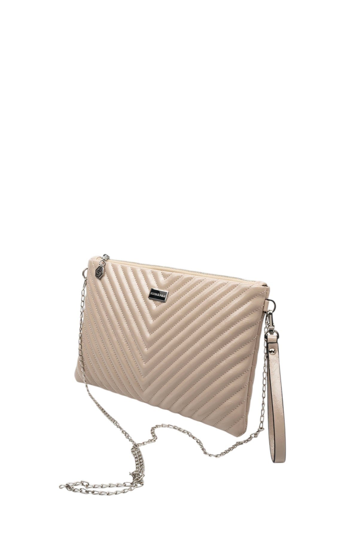 Silver Polo Crash Vizon Kapitone V Kadın Portföy ve Clutch El Çantası SP1034