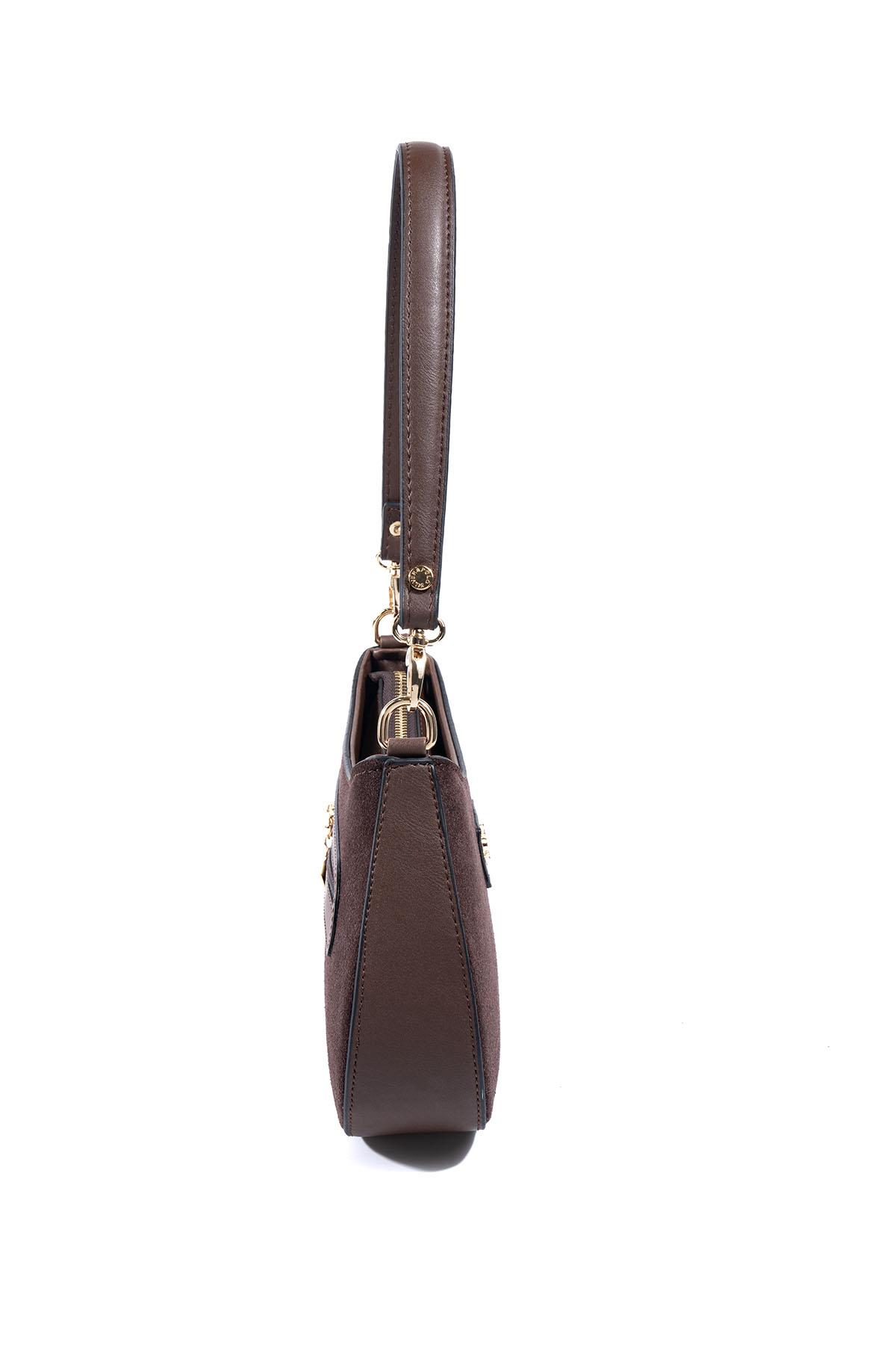 Silver Polo SP1251 Kadın Omuz Çantası Süet Kahve-Kahve