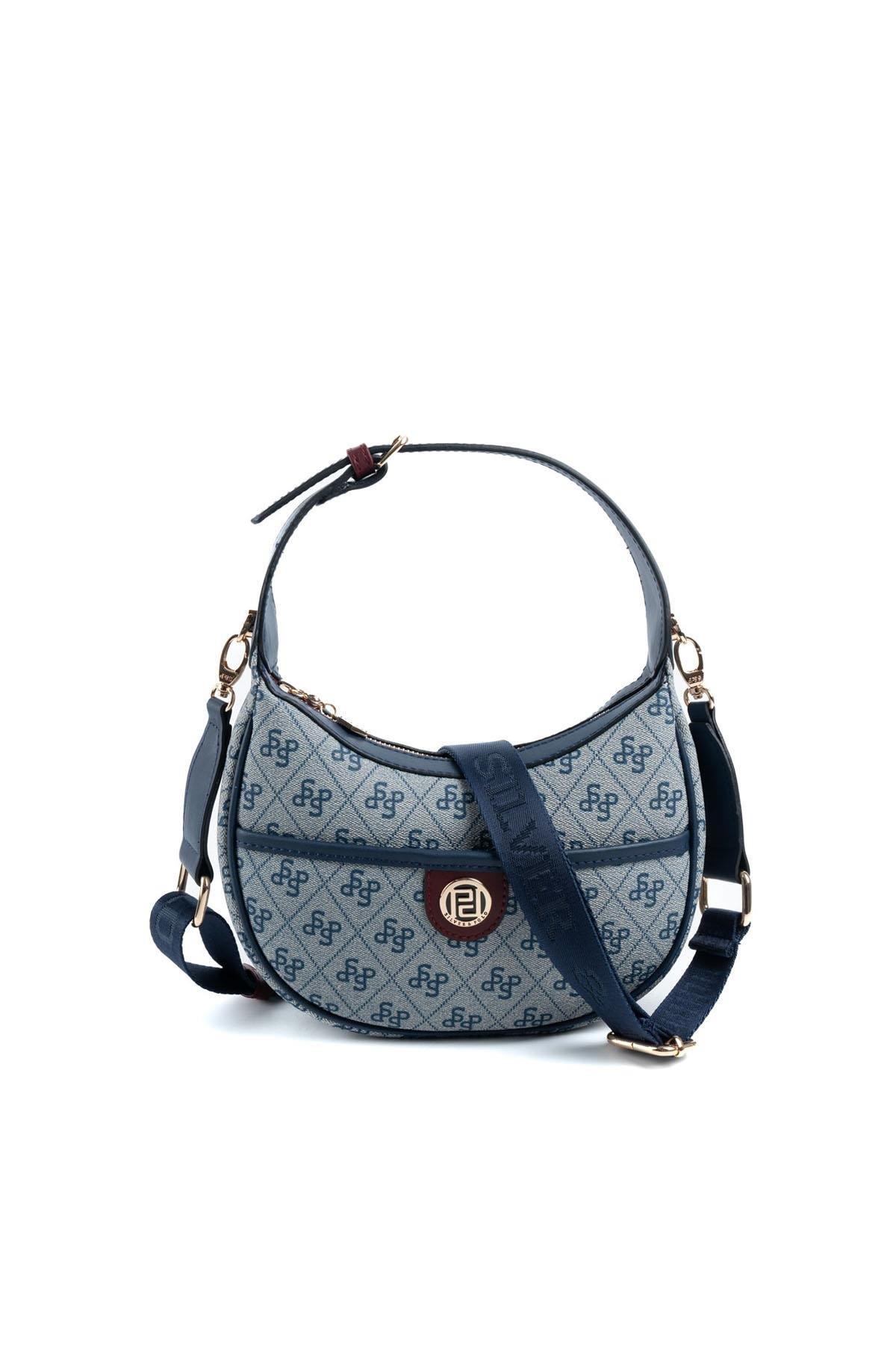 Silver Polo Gri - Laci - Bordo Monogram Kadın Omuz Çantası SP1194