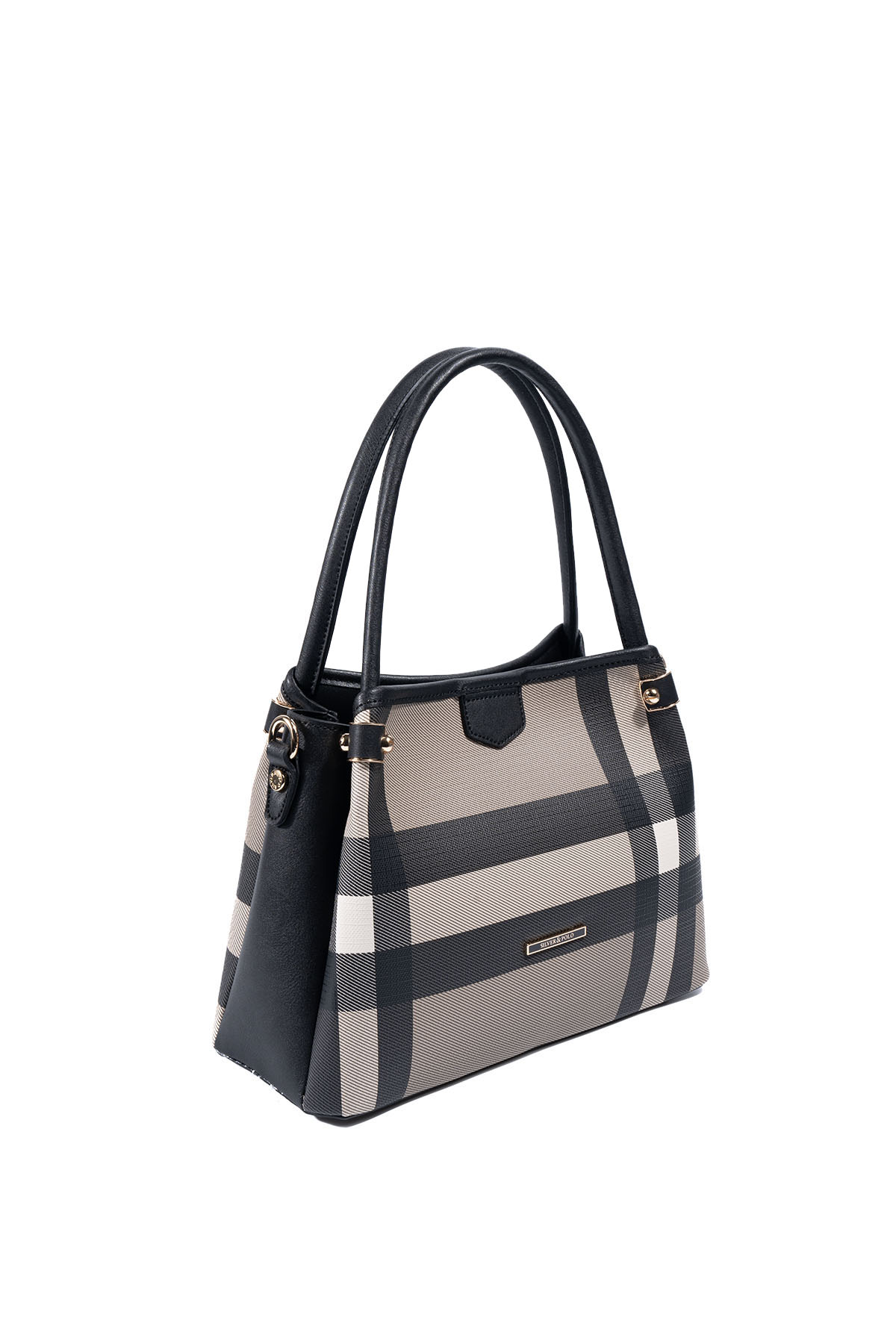 Silver & Polo SP1254 Kadın El Çantası Ekose Kahve-Siyah