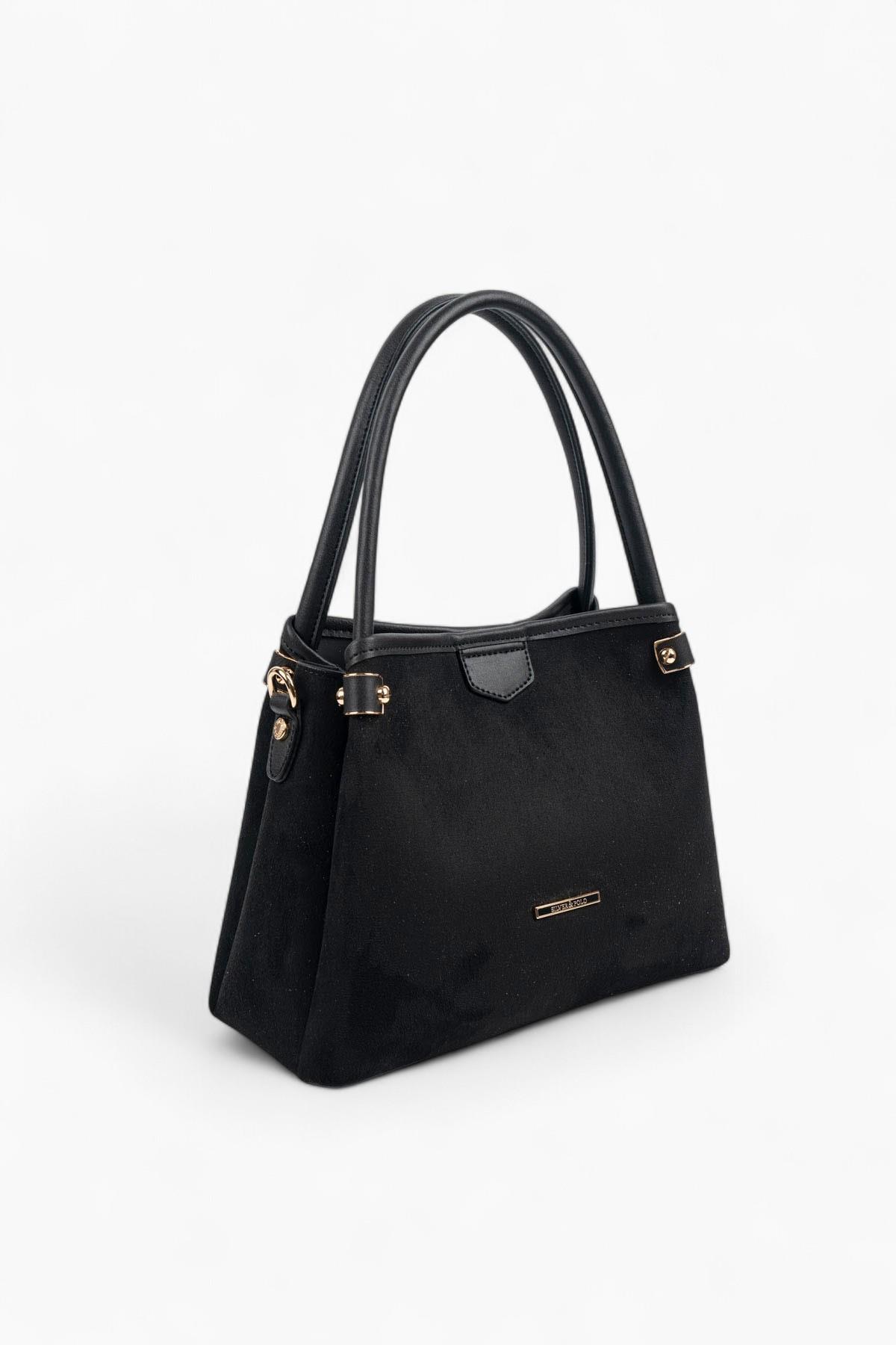 Silver & Polo SP1254 Kadın El Çantası Süet Siyah