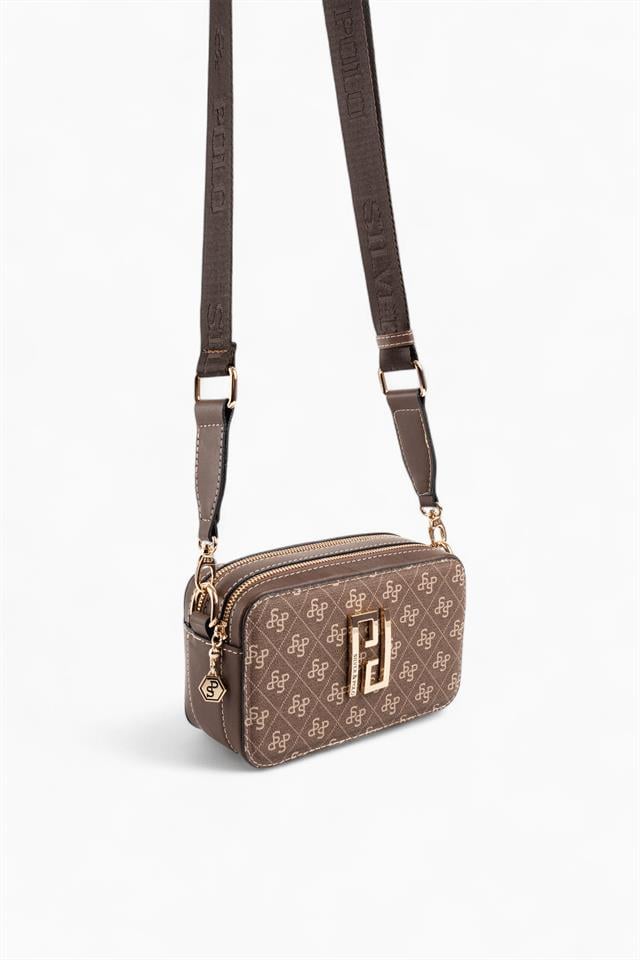 Silver Polo Kahve - Kahve Monogram Kadın Çapraz Çanta SP1078