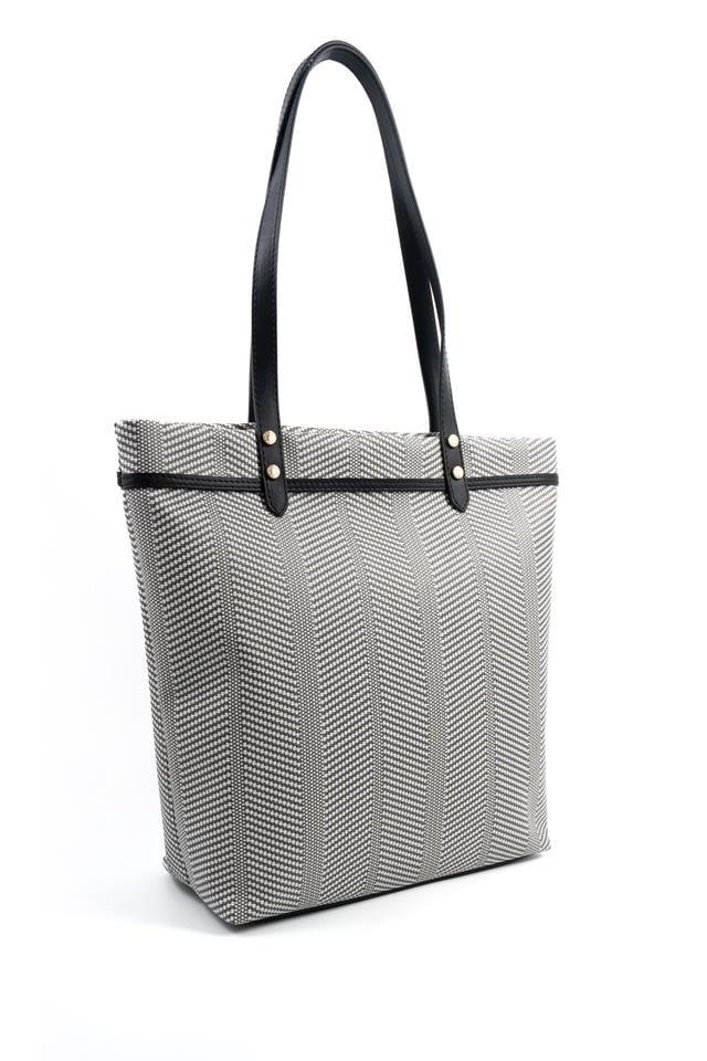 Silver & Polo SP1203 Kadın Omuz Çantası Hasır Siyah Beyaz-Siyah