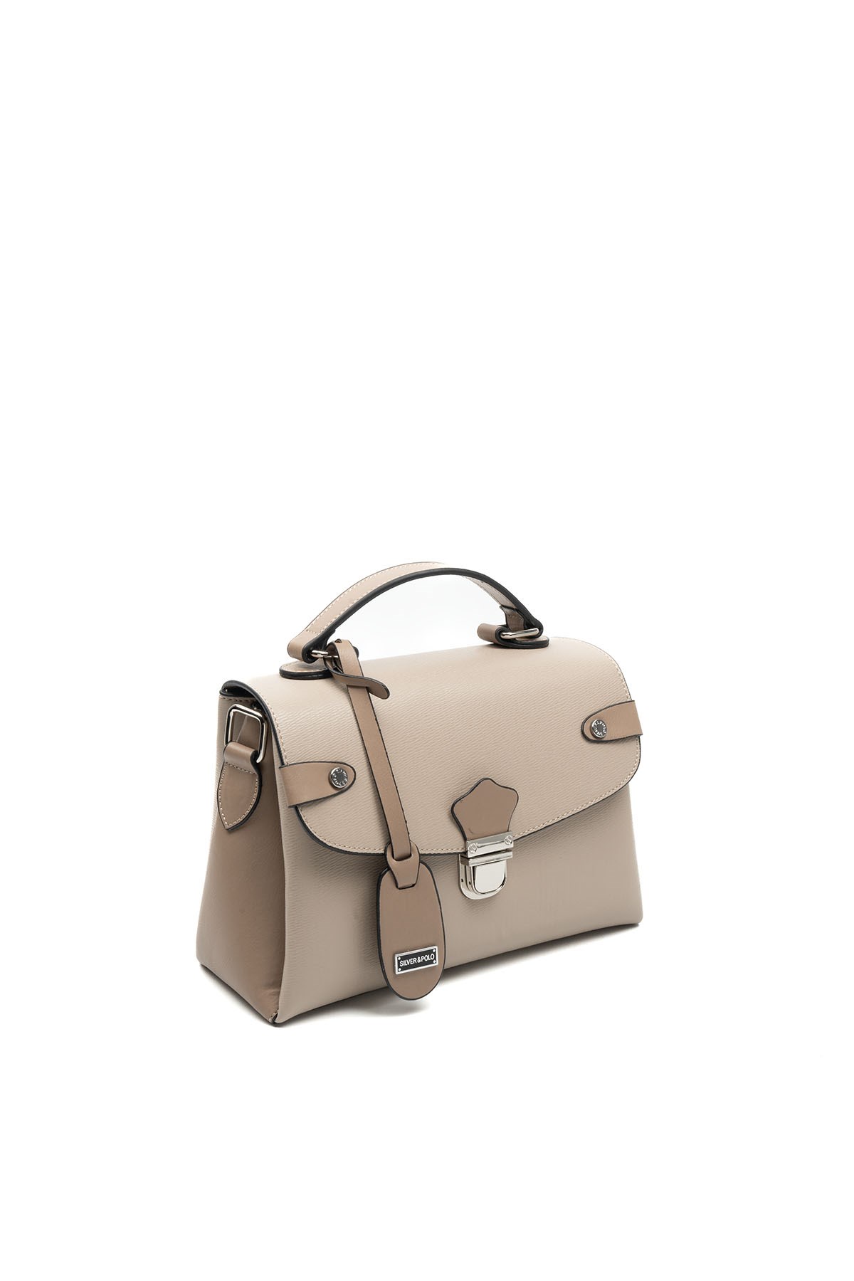 Silver & Polo SP1159 Kadın El Çantası Düz Koyu Bej-Latte