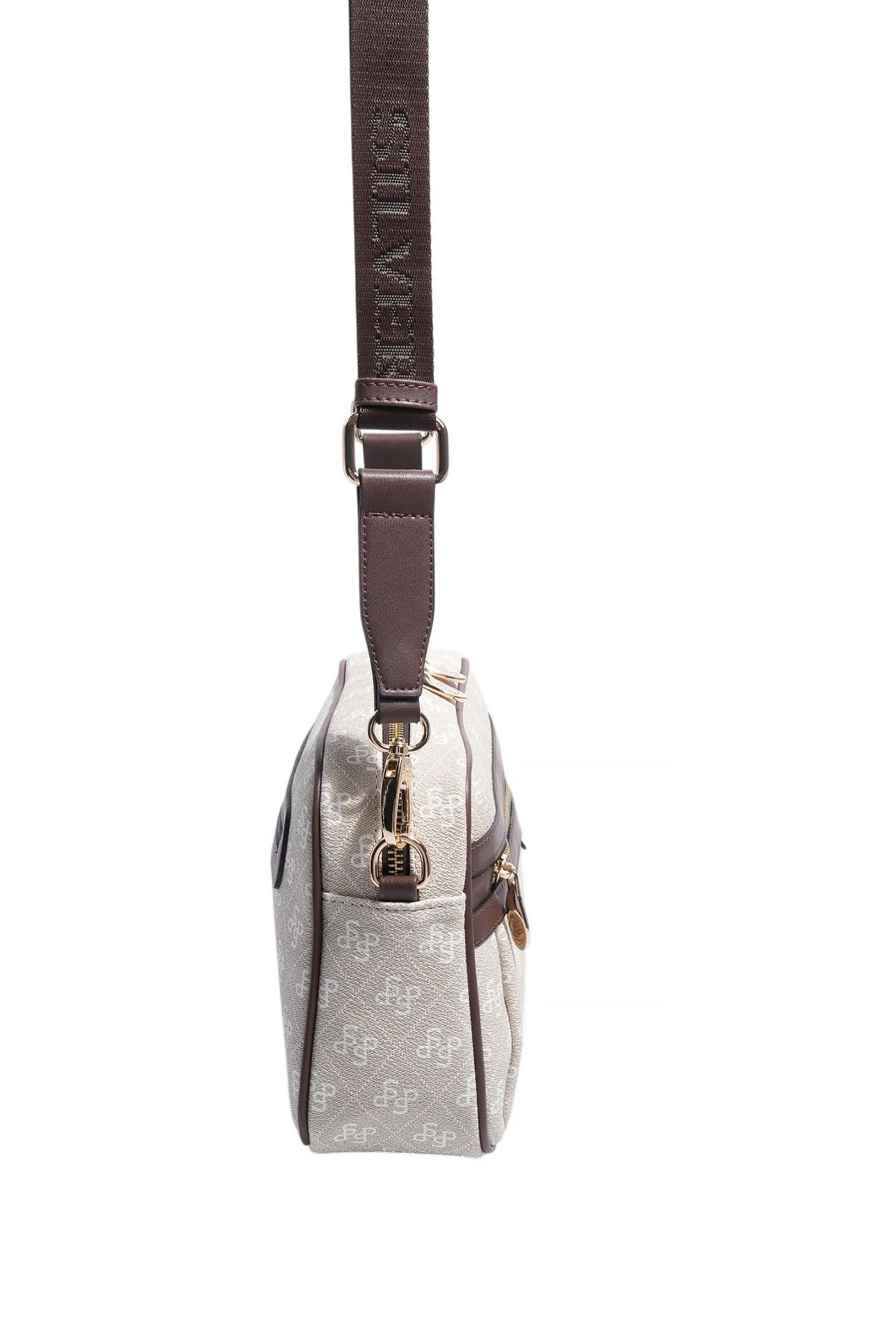Silver Polo Taş - Kahve Monogram Kadın Çapraz Çanta SP1280