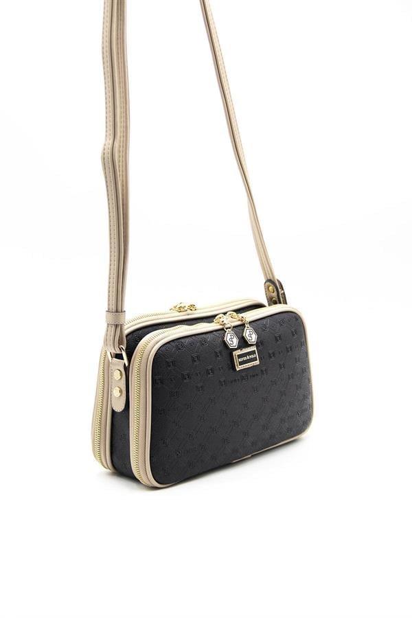 Silver & Polo SP899 Kadın Çapraz Çanta Logolu Siyah-S.Nut