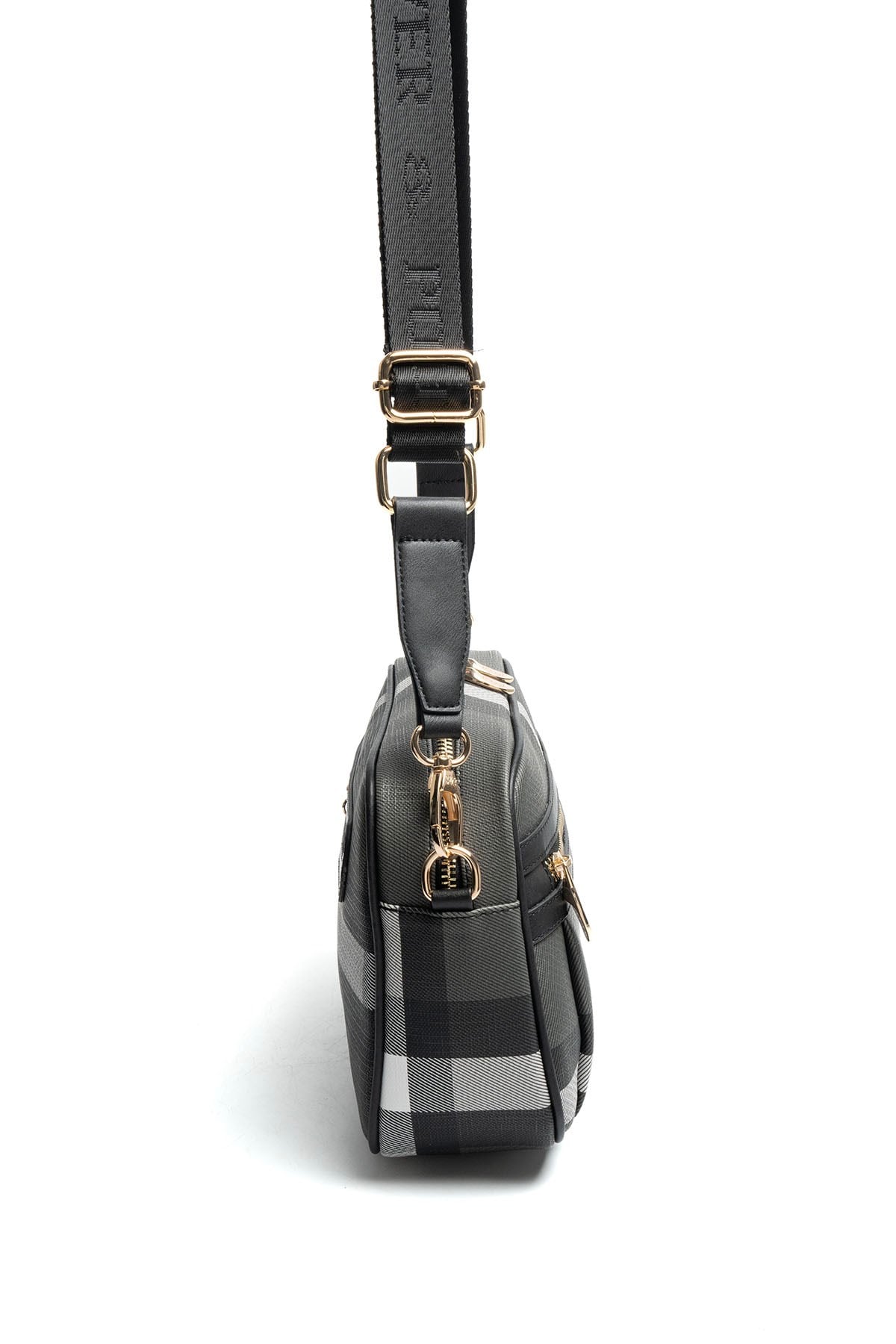 Silver & Polo SP1280 Kadın Çapraz Çanta Ekose Siyah-Siyah