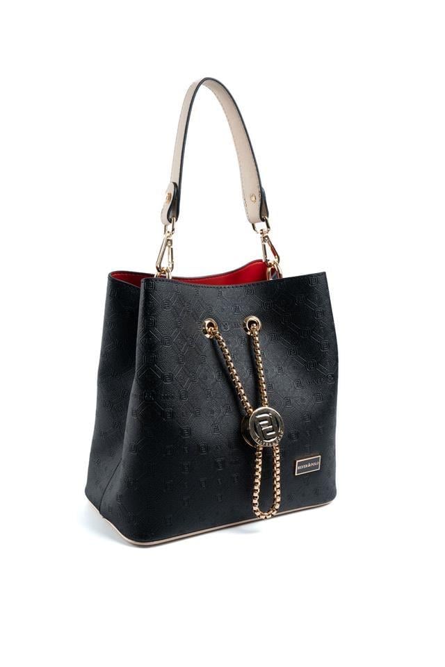 Silver & Polo SP967 Kadın Çapraz Çanta Logolu Siyah-S.Nut