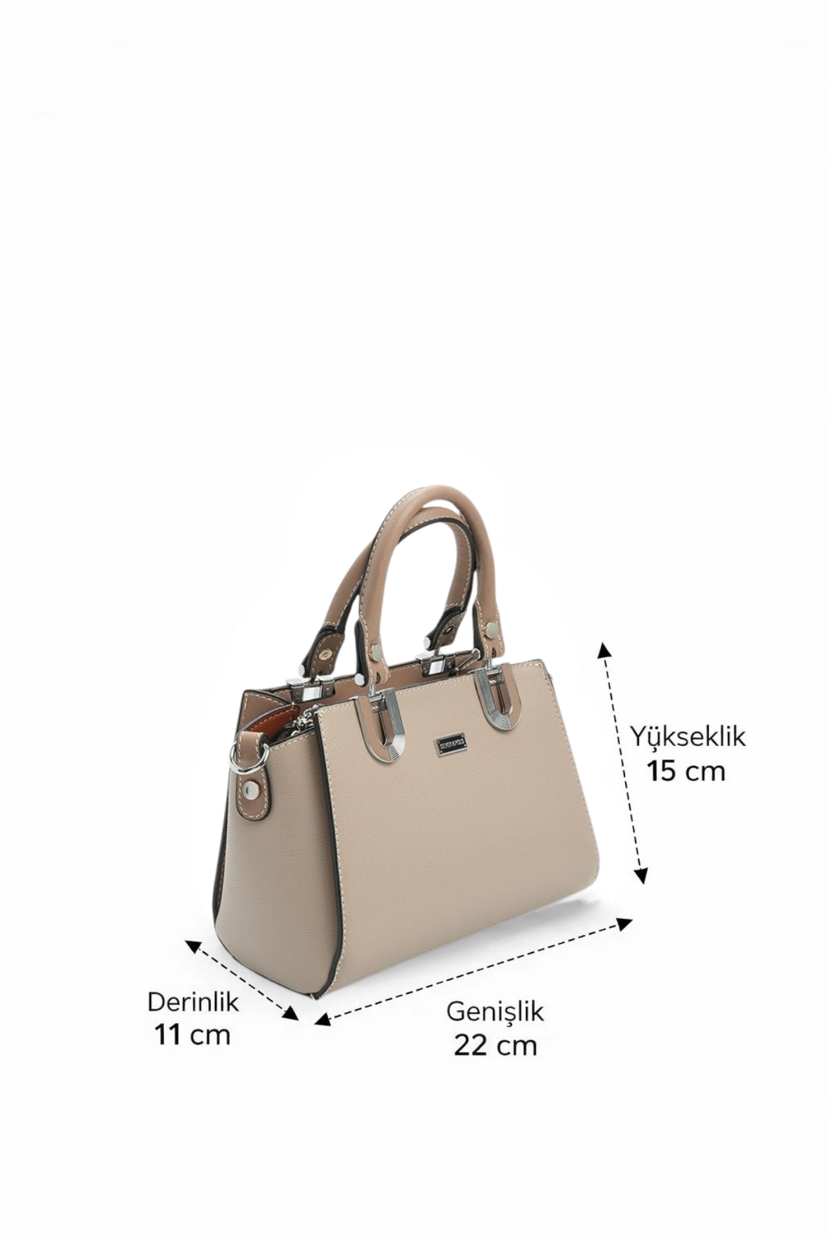 Silver Polo Koyu Bej - Latte Düz Kadın El Çantası SP1281