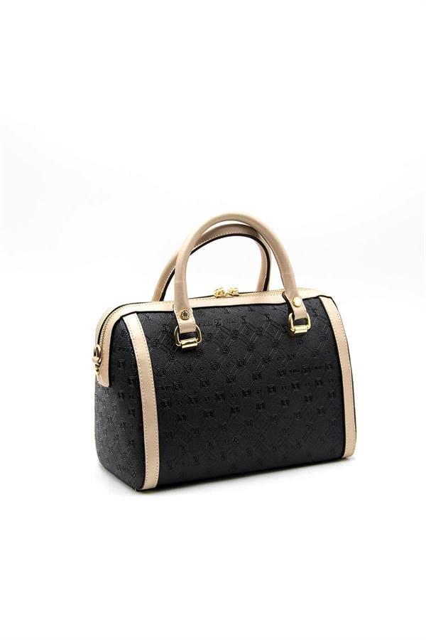 Silver & Polo SP1091 Kadın El Çantası Logolu Siyah-S.Nut