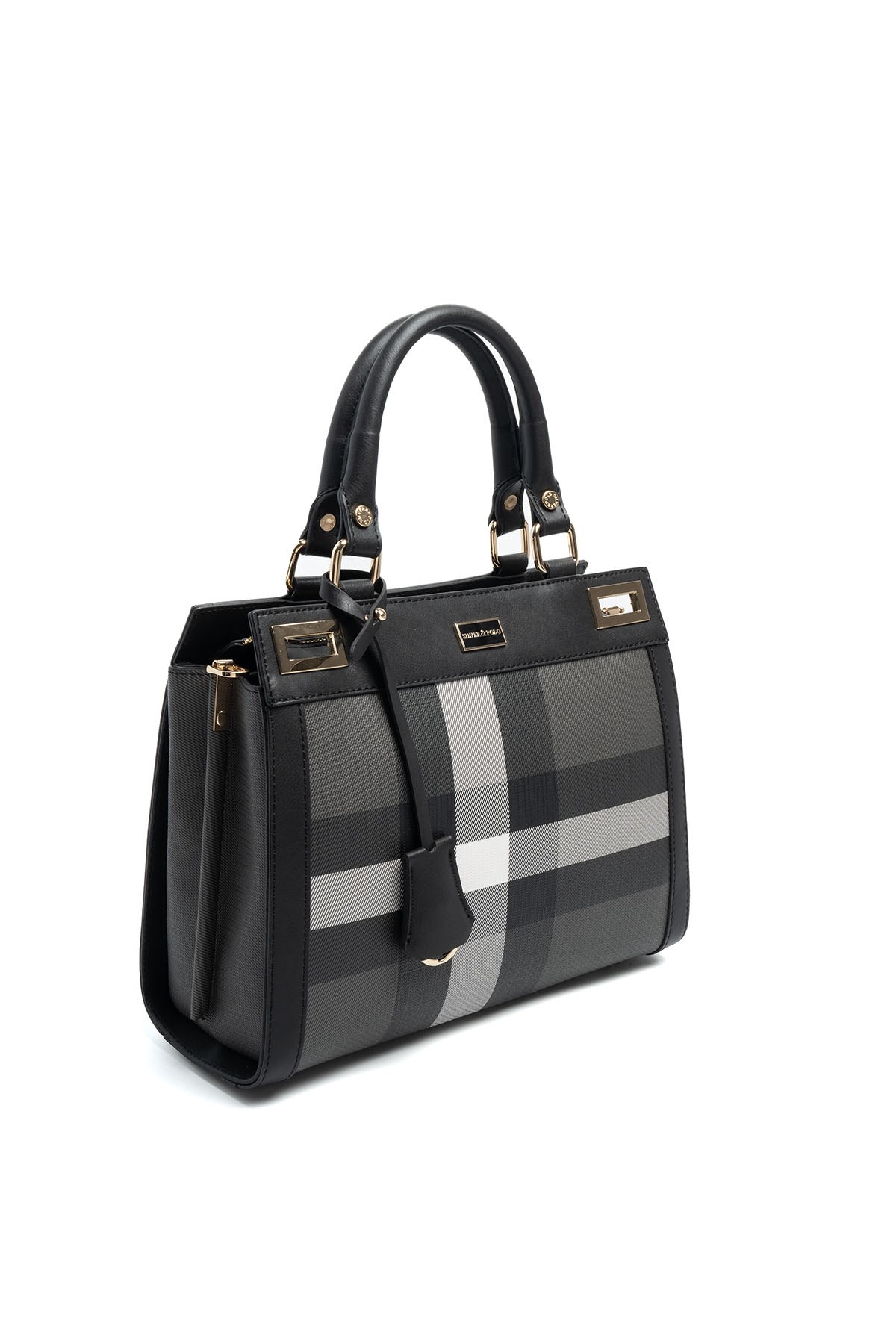 Silver & Polo SP1174 Kadın El Çantası Ekose Siyah-Siyah