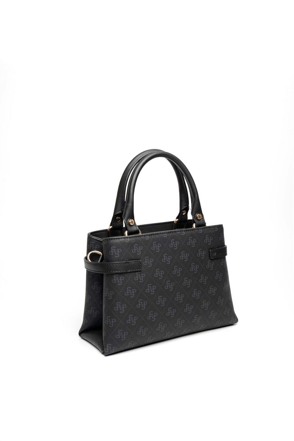 Silver & Polo SP1149 Kadın El Çantası Monogram Siyah-Siyah