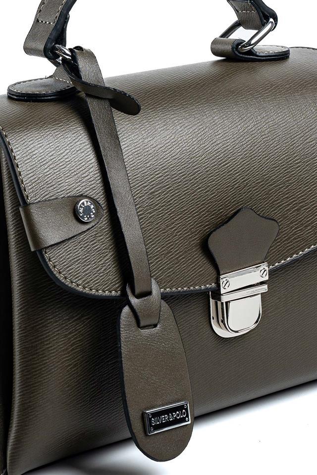 Silver & Polo SP1159 Kadın El Çantası Düz Zeytuni