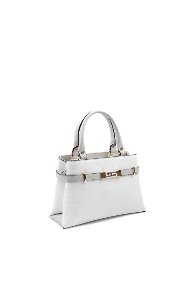 Silver & Polo SP1149 Kadın El Çantası Logolu Beyaz-A.Gri