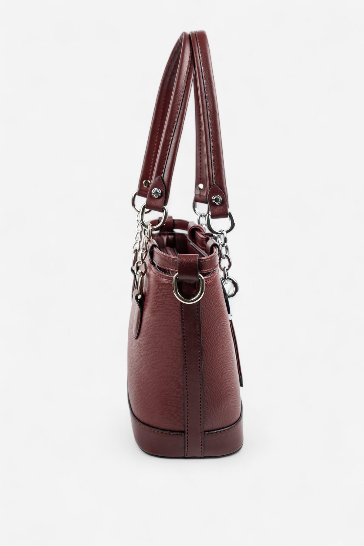 Silver Polo SP1155 Kadın El Çantası Düz Bordo-Bordo