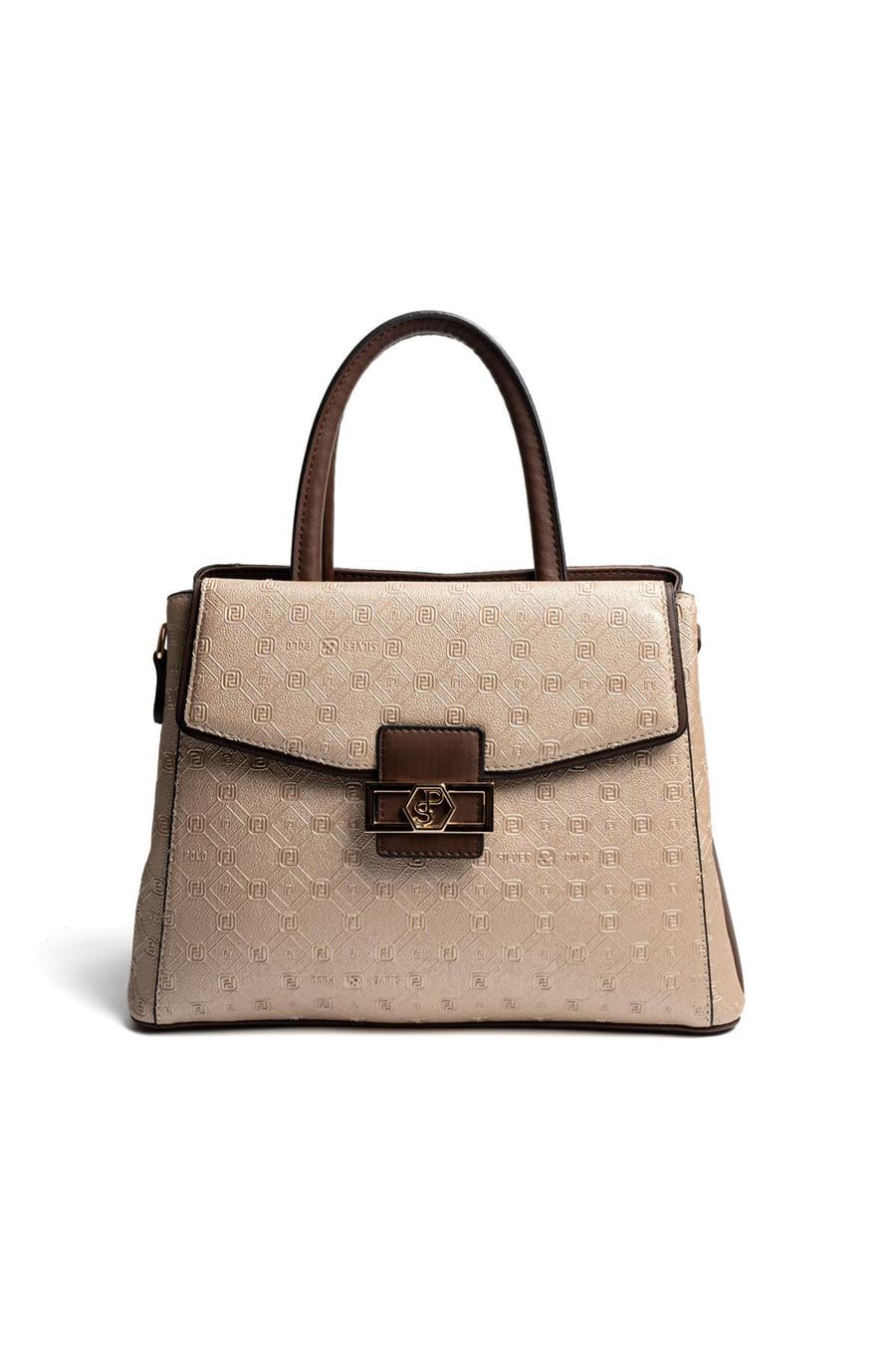 Silver & Polo SP1264 Kadın El Çantası Logolu Nut-Kahve